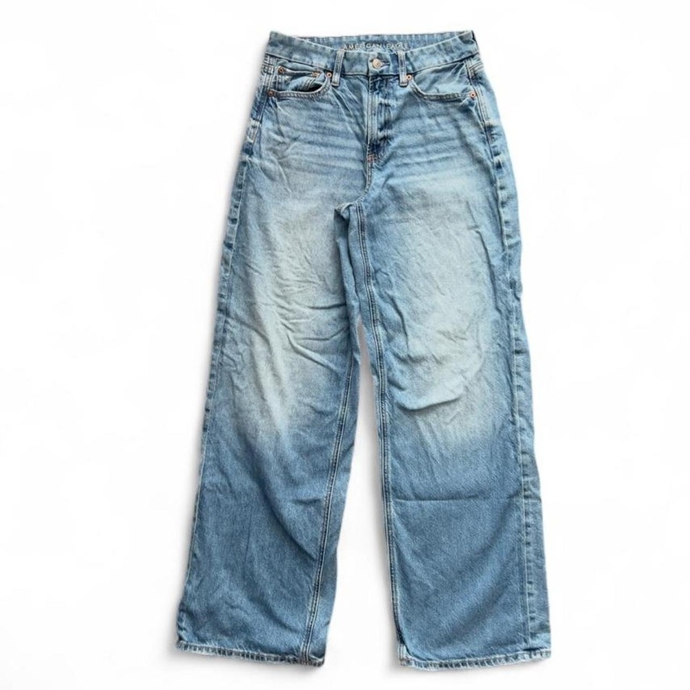 American Eagle 6 Long Curvy Super High Rise Baggy Straight Denim Jeans
